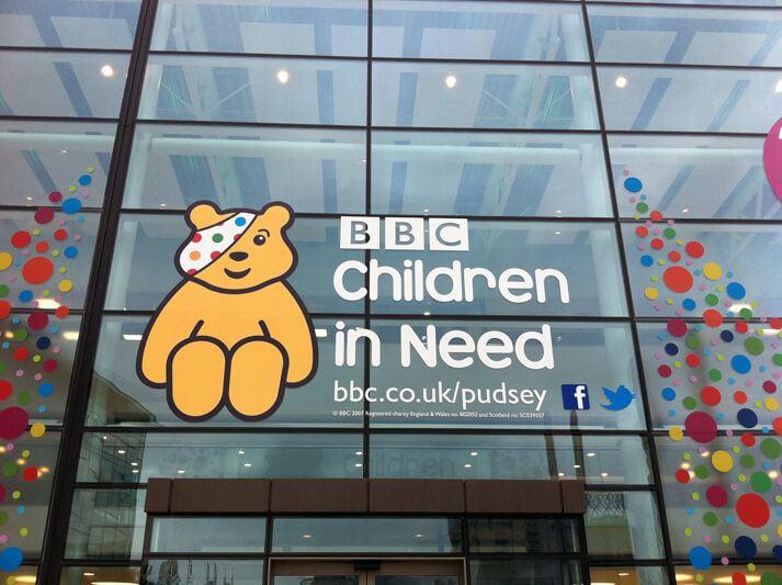 children in need glass signage