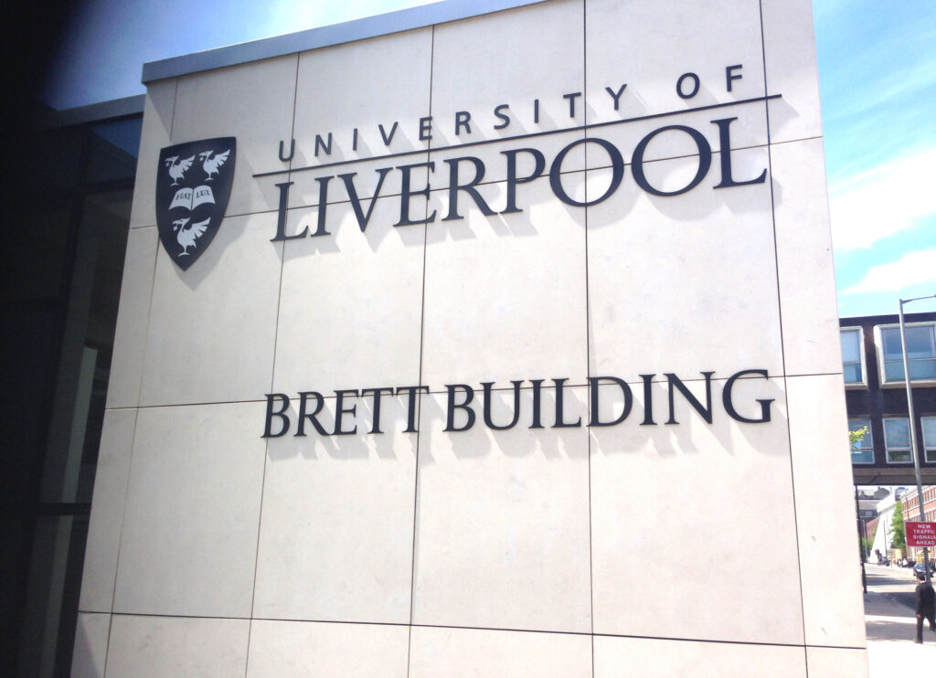 University of Liverpool building sign