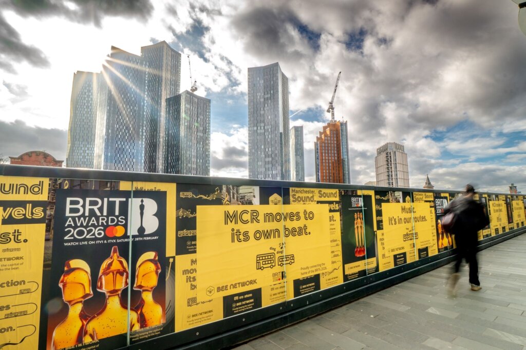 Large format BRIT Awards advertising at Transport for Greater Manchester