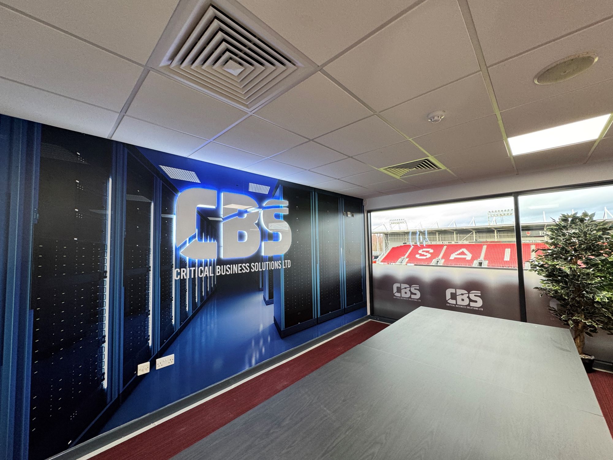 corporate office illuminated signage design and installation