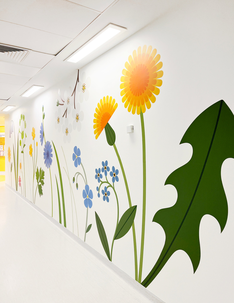 Individual print and cut vinyl printed flowers for alder hey children's hospital